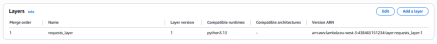 List of layers associated to a lambda