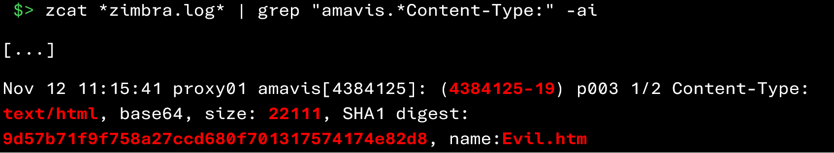Récupération des pièces jointes analysées par amavis (zimbra.log)