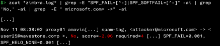 Retrieval of messages that failed SPF check and were delivered (zimbra.log)