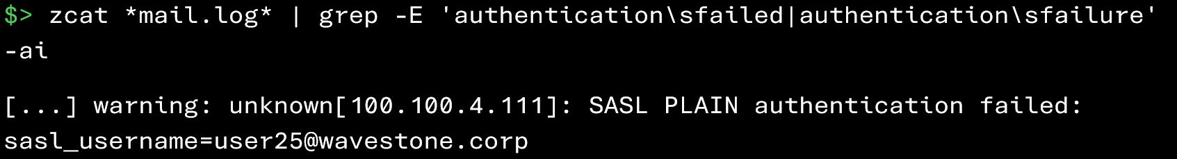 Retrieval of connection failures (mail.log)