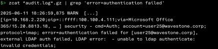 Retrieval of connection failures (audit.log)