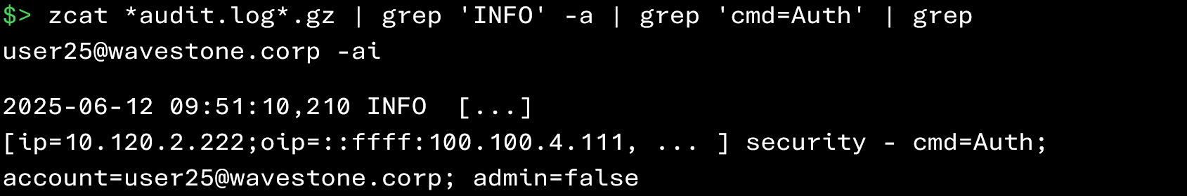 Retrieval of successful authentication events (audit.log)