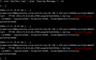 Retrieval of mass email copy events (mailbox.log) (1/2)