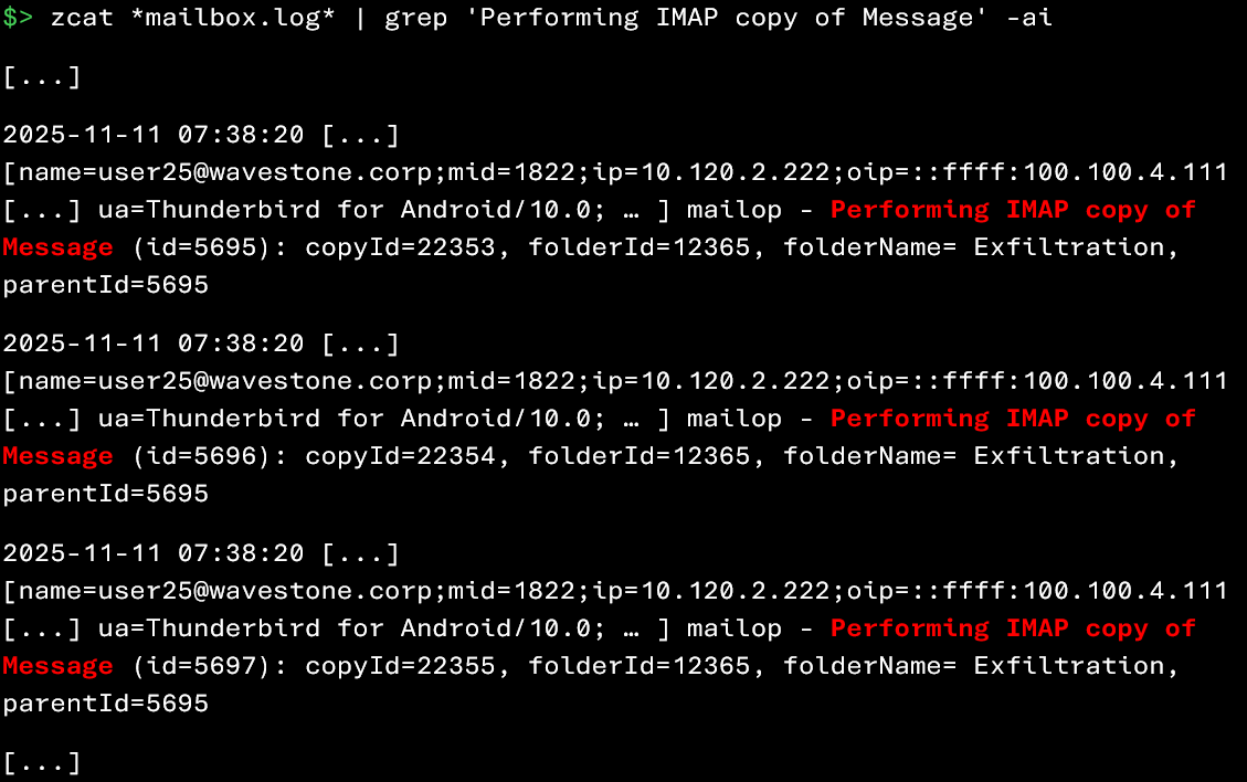 Retrieval of mass email copy events (mailbox.log) (2/2)