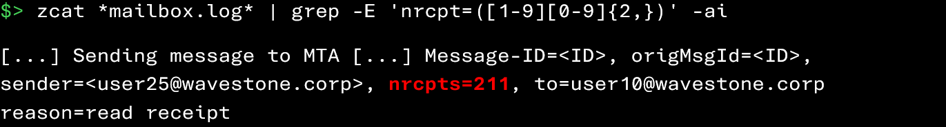 Retrieval of emails sent to more than 100 recipients (mailbox.log)